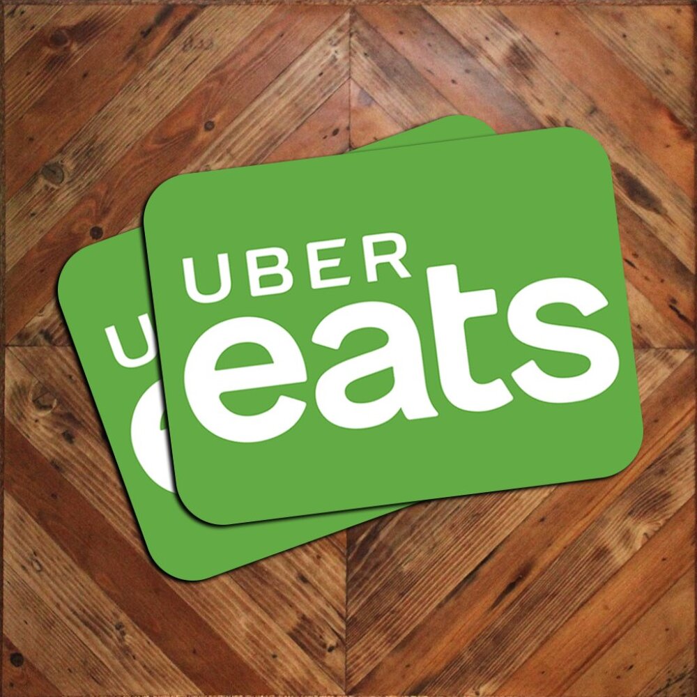 Pair of Green Eat Food Delivery Vehicle Magnet Door Signs 9x12 Driver Signage